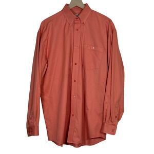 Wrangler 20X Mens Button Down Shirt Size L Salmon Coral Orange Western Cowboy